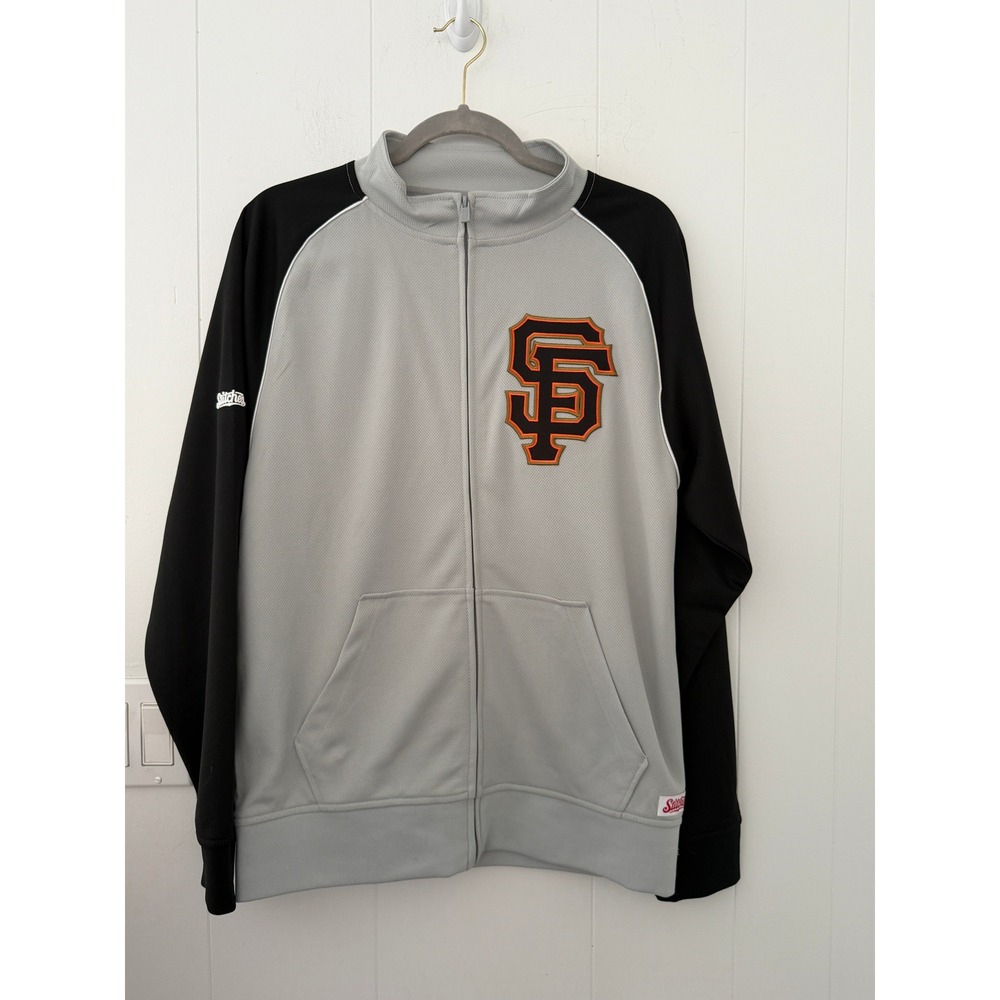 Stitches San Francisco Giants Track Jacket Mens Small Grey Black SF Logo Zip